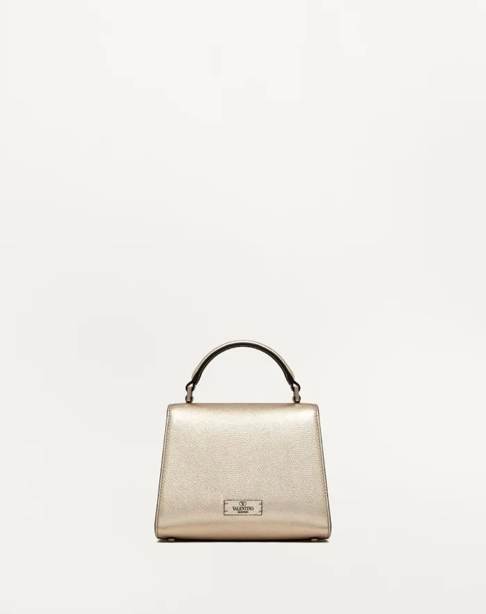 Valentino Top Handle Bags Woman Mini Vsling Handbag In Metallic Grainy Calfskin For Woman In Platinumcrystal Platinumcrystal Valentino Top Handle Bags Woman Mini Vsling Handbag In Metallic Grainy Calfskin For Woman In Platinumcrystal Platinumcrystal