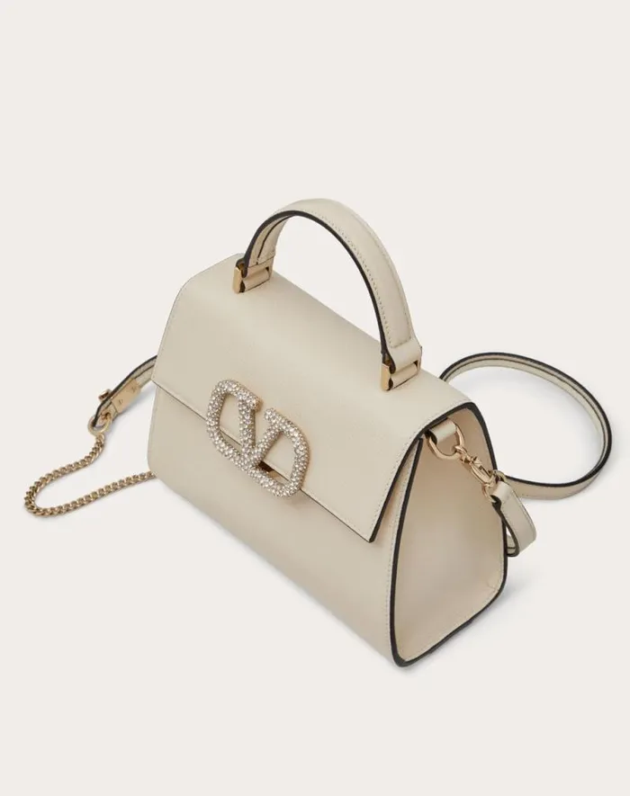 Valentino Top Handle Bags Woman Small Vsling Handbag With Jewel Embroidery For Woman In Light Ivorycrystal Light Ivorycrystal Valentino Top Handle Bags Woman Small Vsling Handbag With Jewel Embroidery For Woman In Light Ivorycrystal Light Ivorycrystal