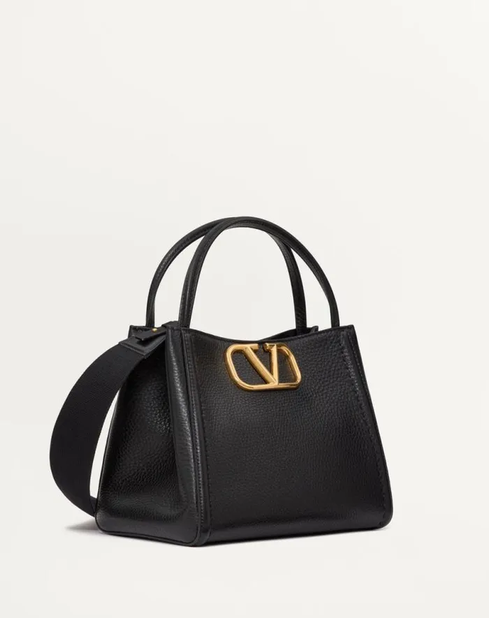 Valentino Top Handle Bags Woman Valentino Garavani Alltime Medium Handbag In Grainy Calfskin For Woman In Black Black Valentino Top Handle Bags Woman Valentino Garavani Alltime Medium Handbag In Grainy Calfskin For Woman In Black Black
