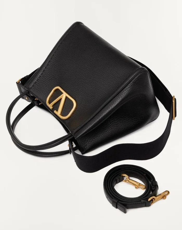 Valentino Top Handle Bags Woman Valentino Garavani Alltime Medium Handbag In Grainy Calfskin For Woman In Black Black Valentino Top Handle Bags Woman Valentino Garavani Alltime Medium Handbag In Grainy Calfskin For Woman In Black Black