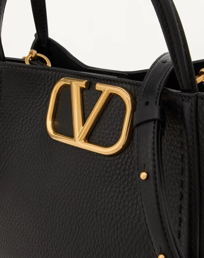 Valentino Top Handle Bags Woman Valentino Garavani Alltime Medium Handbag In Grainy Calfskin For Woman In Black Black Valentino Top Handle Bags Woman Valentino Garavani Alltime Medium Handbag In Grainy Calfskin For Woman In Black Black