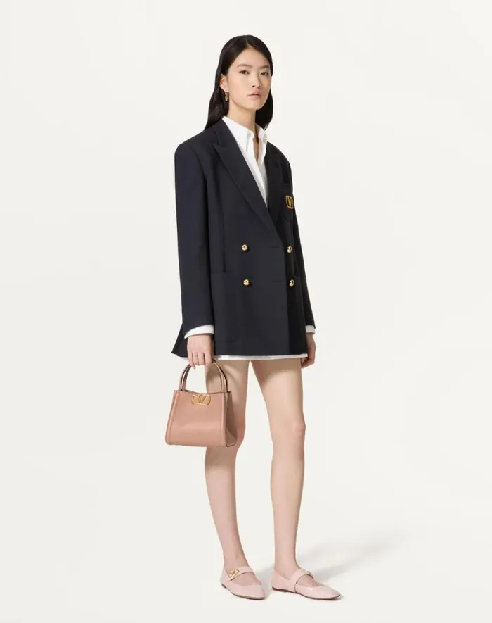 Valentino Top Handle Bags Woman Valentino Garavani Alltime Small Handbag In Grainy Calfskin For Woman In Porcelain Blue Porcelain Blue Valentino Top Handle Bags Woman Valentino Garavani Alltime Small Handbag In Grainy Calfskin For Woman In Porcelain Blue Porcelain Blue