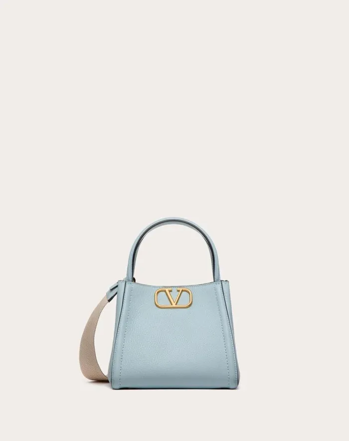 Valentino Top Handle Bags Woman Valentino Garavani Alltime Small Handbag In Grainy Calfskin For Woman In Porcelain Blue Porcelain Blue Valentino Top Handle Bags Woman Valentino Garavani Alltime Small Handbag In Grainy Calfskin For Woman In Porcelain Blue Porcelain Blue