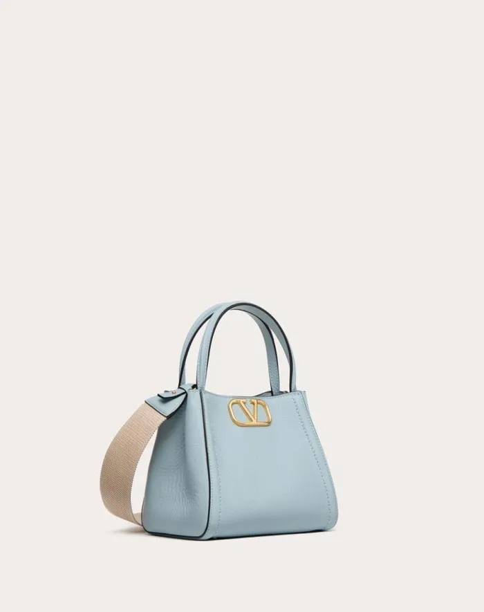 Valentino Top Handle Bags Woman Valentino Garavani Alltime Small Handbag In Grainy Calfskin For Woman In Porcelain Blue Porcelain Blue Valentino Top Handle Bags Woman Valentino Garavani Alltime Small Handbag In Grainy Calfskin For Woman In Porcelain Blue Porcelain Blue