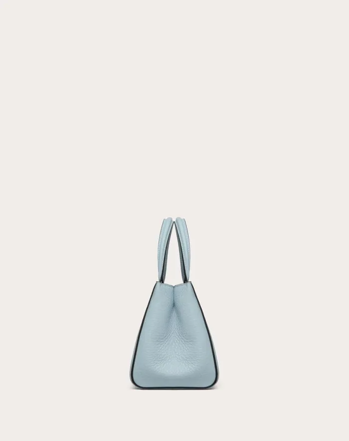 Valentino Top Handle Bags Woman Valentino Garavani Alltime Small Handbag In Grainy Calfskin For Woman In Porcelain Blue Porcelain Blue Valentino Top Handle Bags Woman Valentino Garavani Alltime Small Handbag In Grainy Calfskin For Woman In Porcelain Blue Porcelain Blue