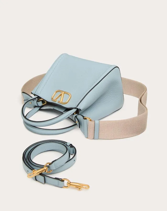 Valentino Top Handle Bags Woman Valentino Garavani Alltime Small Handbag In Grainy Calfskin For Woman In Porcelain Blue Porcelain Blue Valentino Top Handle Bags Woman Valentino Garavani Alltime Small Handbag In Grainy Calfskin For Woman In Porcelain Blue Porcelain Blue
