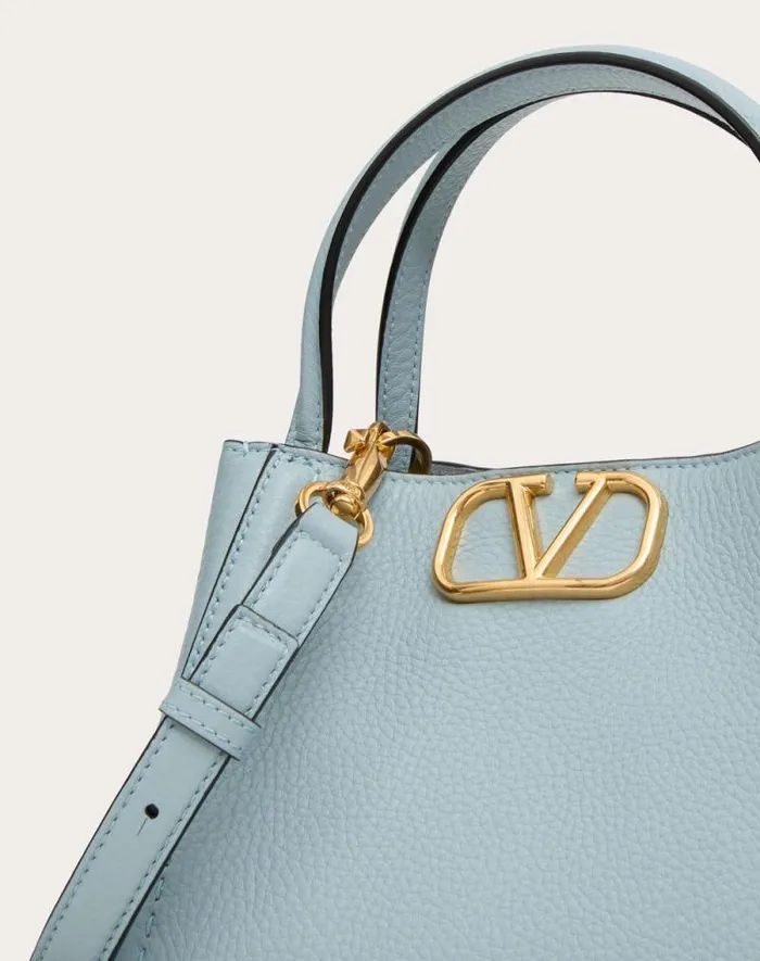 Valentino Top Handle Bags Woman Valentino Garavani Alltime Small Handbag In Grainy Calfskin For Woman In Porcelain Blue Porcelain Blue Valentino Top Handle Bags Woman Valentino Garavani Alltime Small Handbag In Grainy Calfskin For Woman In Porcelain Blue Porcelain Blue