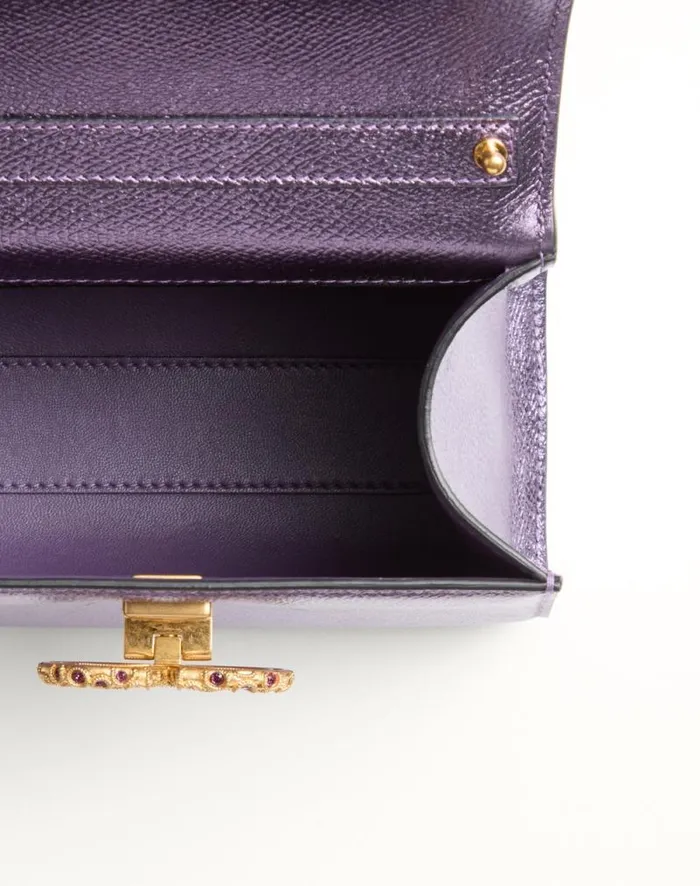 Valentino Top Handle Bags Woman Valentino Garavani Vsling Mini Handbag In Laminated Grainy Calfskin With Jewel Logo For Woman In Violet Violet Valentino Top Handle Bags Woman Valentino Garavani Vsling Mini Handbag In Laminated Grainy Calfskin With Jewel Logo For Woman In Violet Violet