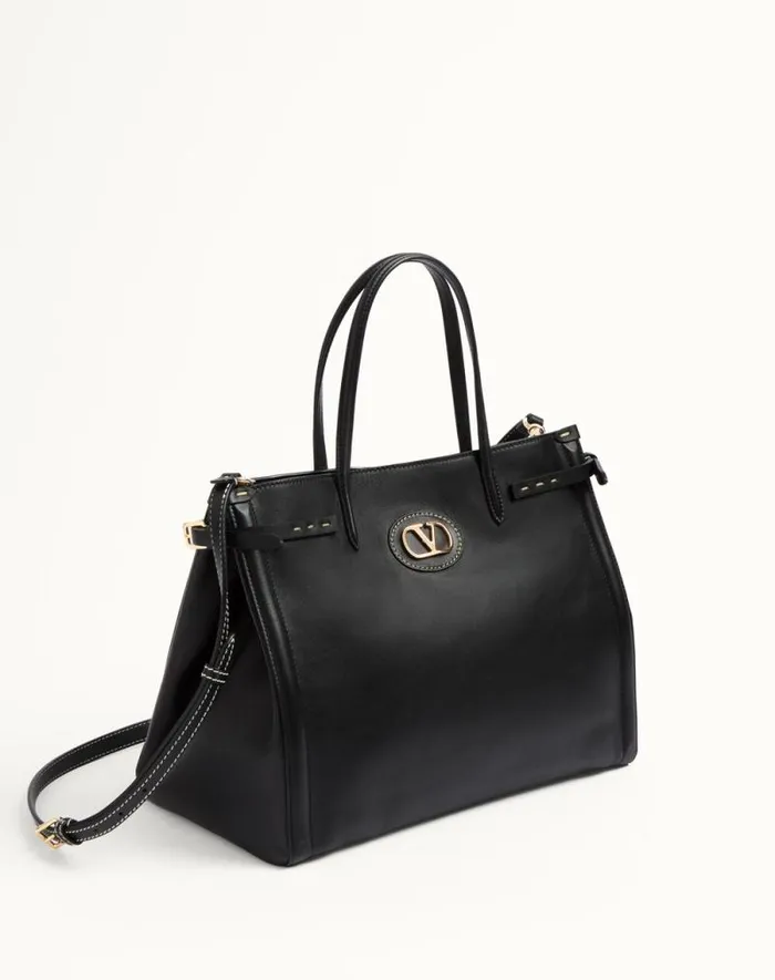 Valentino Totes Man Valentino Garavani Antibes Medium Leather Shopping Bag For Man In Black Black Valentino Totes Man Valentino Garavani Antibes Medium Leather Shopping Bag For Man In Black Black