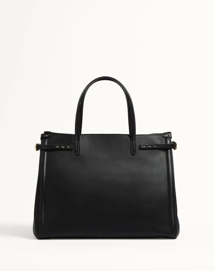 Valentino Totes Man Valentino Garavani Antibes Medium Leather Shopping Bag For Man In Black Black Valentino Totes Man Valentino Garavani Antibes Medium Leather Shopping Bag For Man In Black Black