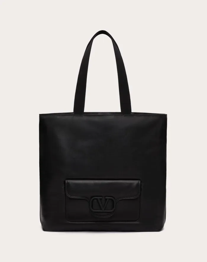 Valentino Totes Man Valentino Garavani Noir Nappa Leather Shopper For Man In Black Black Valentino Totes Man Valentino Garavani Noir Nappa Leather Shopper For Man In Black Black
