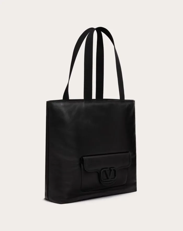Valentino Totes Man Valentino Garavani Noir Nappa Leather Shopper For Man In Black Black Valentino Totes Man Valentino Garavani Noir Nappa Leather Shopper For Man In Black Black