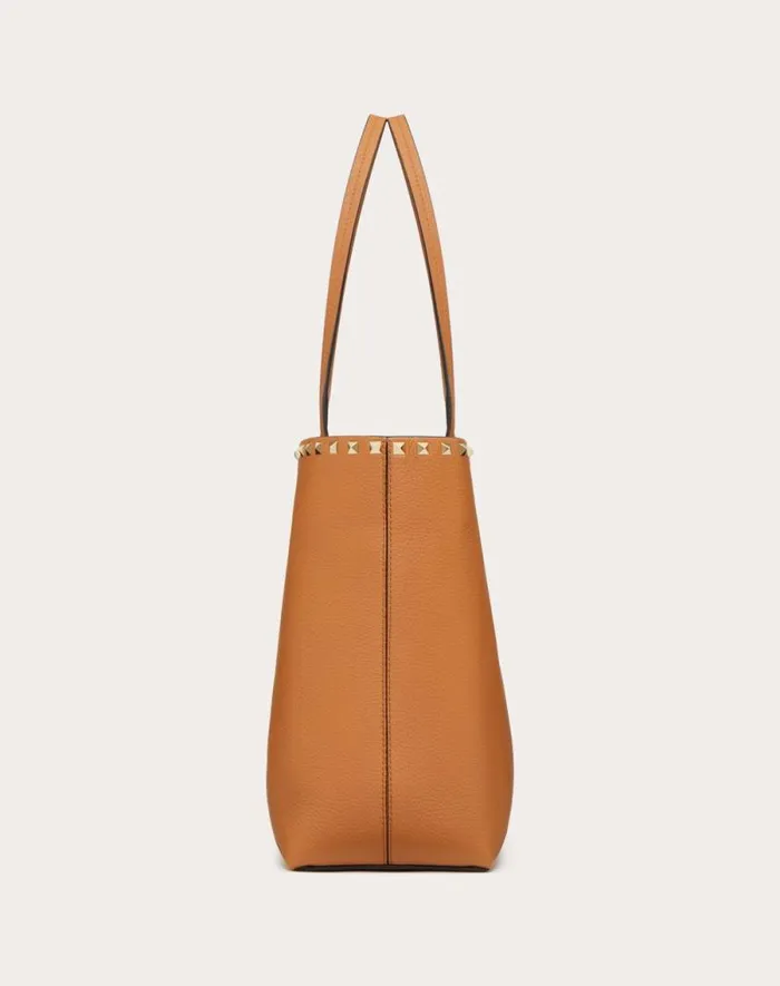 Valentino Totes Woman Rockstud Grainy Calfskin Tote Bag For Woman In Black Black Valentino Totes Woman Rockstud Grainy Calfskin Tote Bag For Woman In Black Black