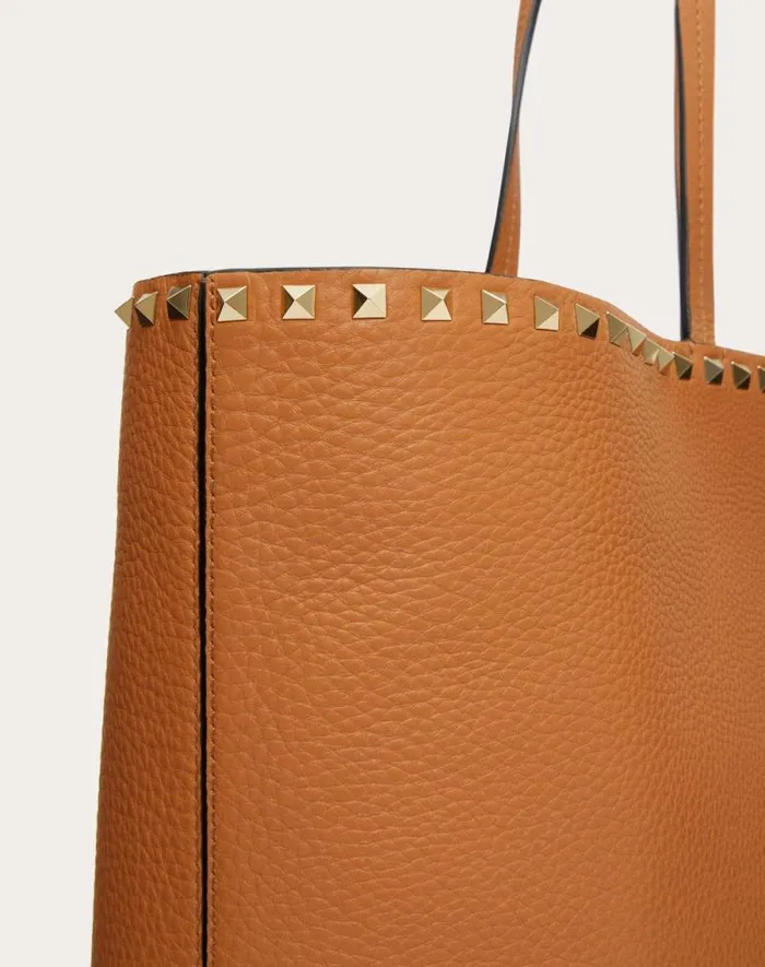 Valentino Totes Woman Rockstud Grainy Calfskin Tote Bag For Woman In Black Black Valentino Totes Woman Rockstud Grainy Calfskin Tote Bag For Woman In Black Black