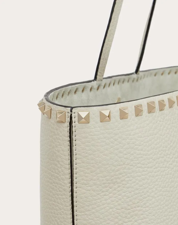 Valentino Totes Woman Rockstud Grainy Calfskin Tote Bag For Woman In Black Black Valentino Totes Woman Rockstud Grainy Calfskin Tote Bag For Woman In Black Black