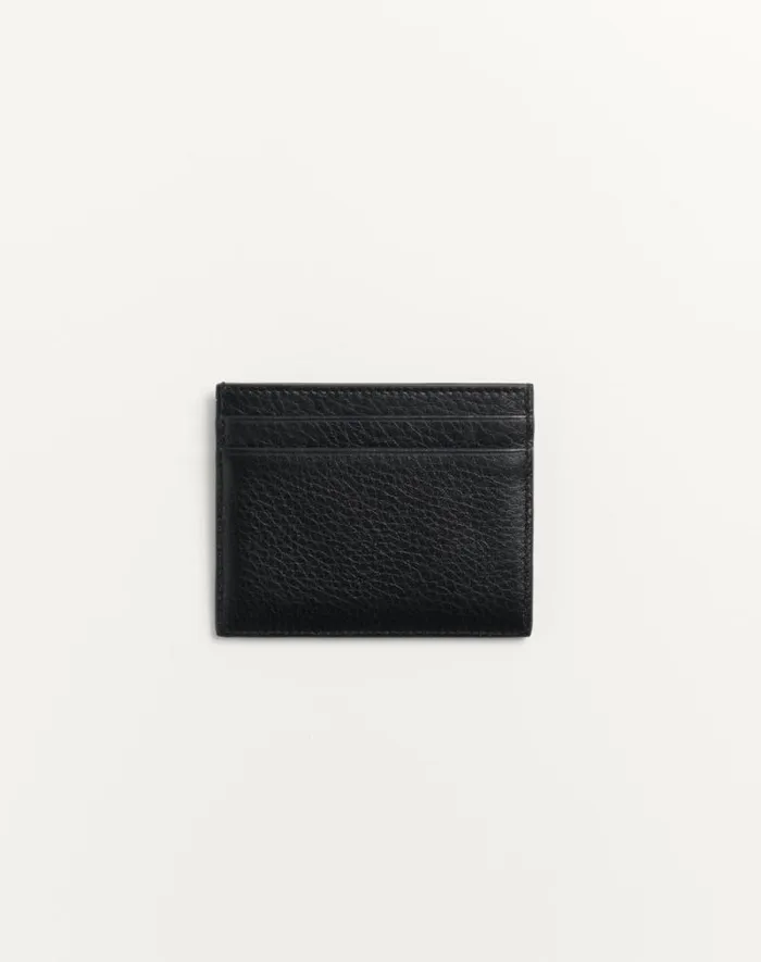 Valentino Wallets And Small Leather Goods Man Rockstud Grainy Calfskin Cardholder For Man In Black Black Valentino Wallets And Small Leather Goods Man Rockstud Grainy Calfskin Cardholder For Man In Black Black