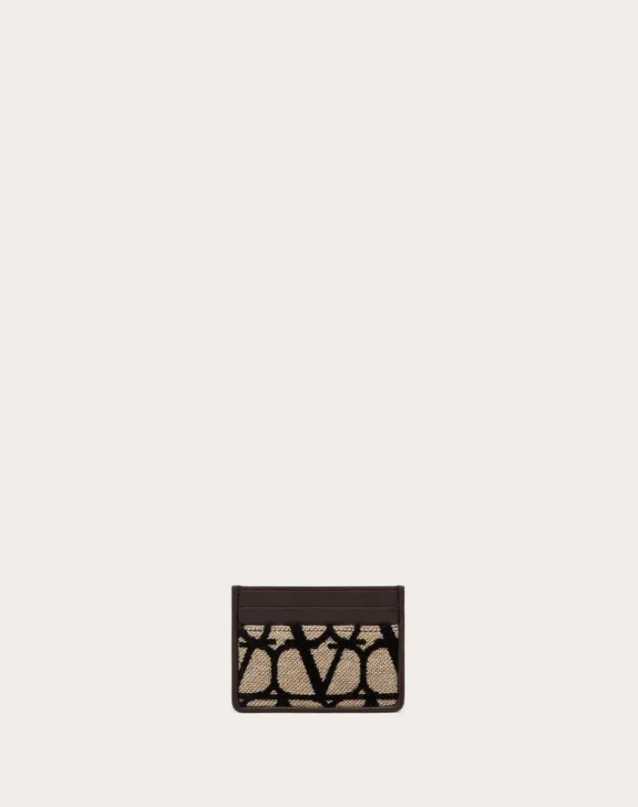 Valentino Wallets And Small Leather Goods Man Toile Iconographe Cardholder With Leather Details For Man In Beigeblack Beigeblack Valentino Wallets And Small Leather Goods Man Toile Iconographe Cardholder With Leather Details For Man In Beigeblack Beigeblack