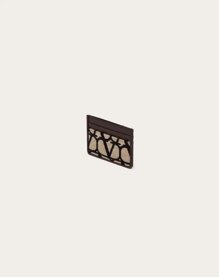 Valentino Wallets And Small Leather Goods Man Toile Iconographe Cardholder With Leather Details For Man In Beigeblack Beigeblack Valentino Wallets And Small Leather Goods Man Toile Iconographe Cardholder With Leather Details For Man In Beigeblack Beigeblack