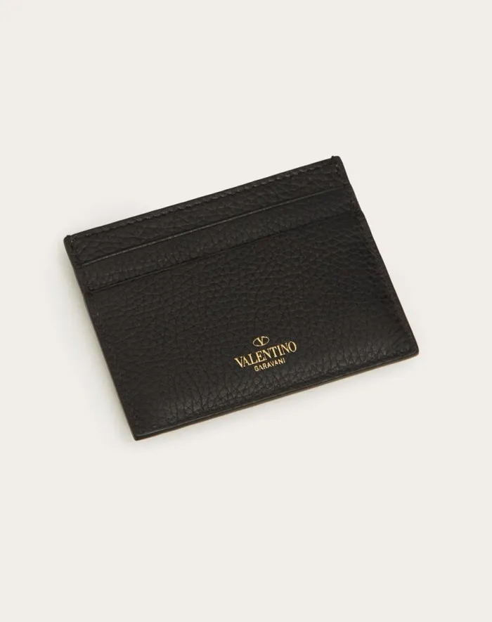 Valentino Wallets And Small Leather Goods Woman Rockstud Grainy Calfskin Cardholder For Woman In Black Black