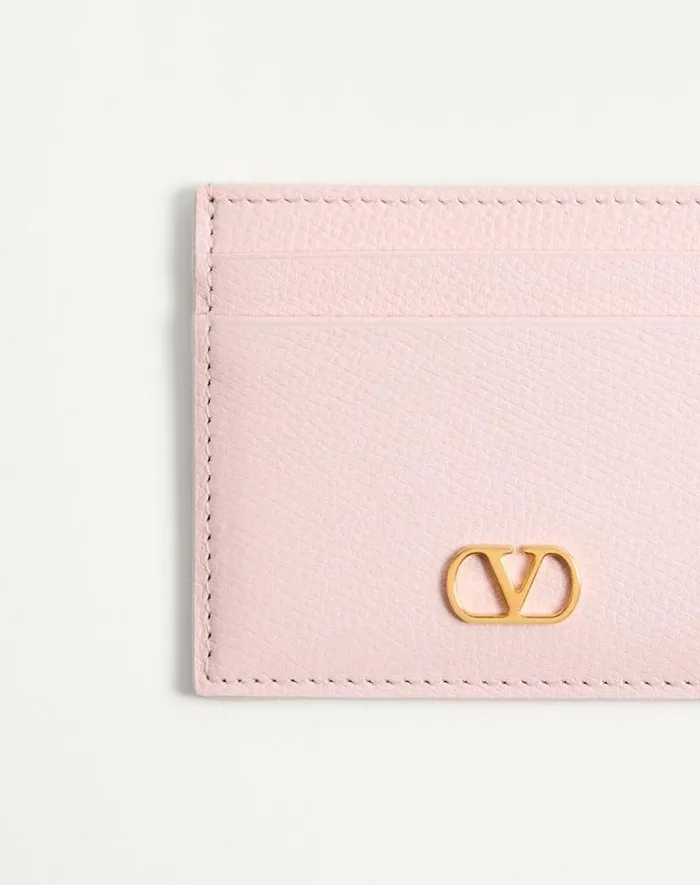 Valentino Wallets And Small Leather Goods Woman Vlogo Signature Grainy Calfskin Card Holder For Woman In Black Black