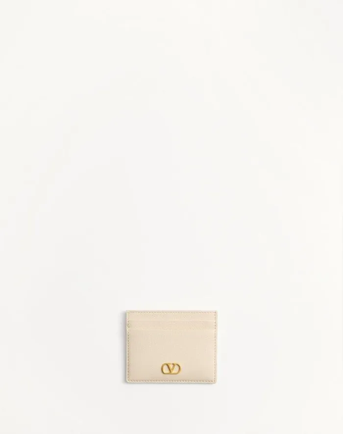 Valentino Wallets And Small Leather Goods Woman Vlogo Signature Grainy Calfskin Card Holder For Woman In Black Black