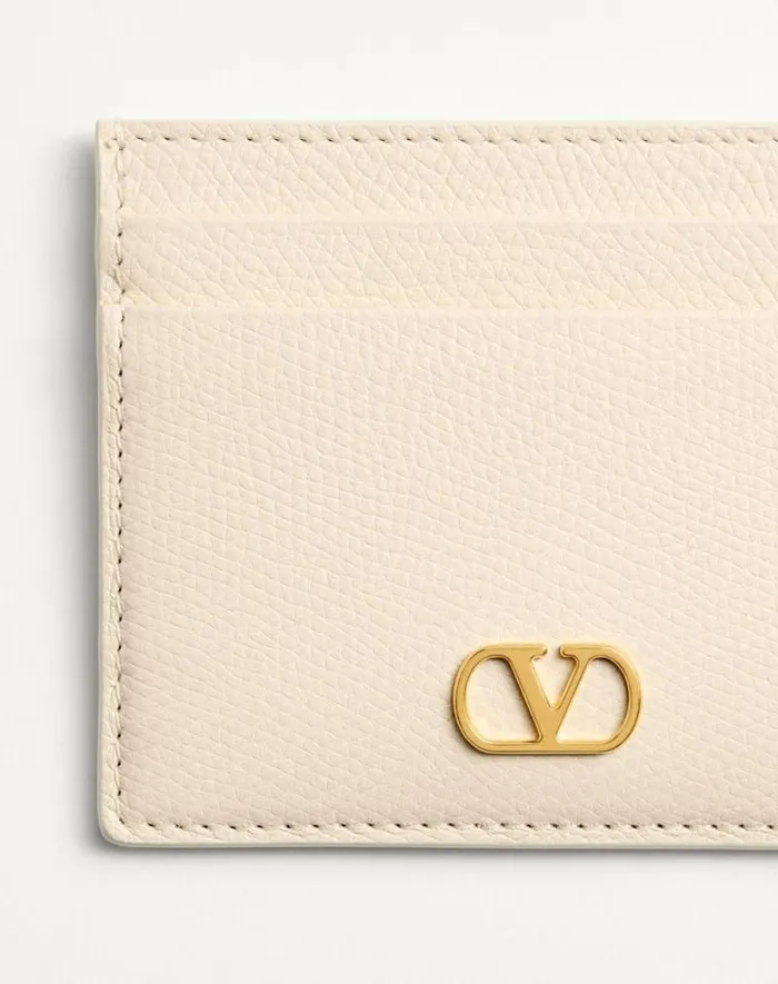 Valentino Wallets And Small Leather Goods Woman Vlogo Signature Grainy Calfskin Card Holder For Woman In Black Black
