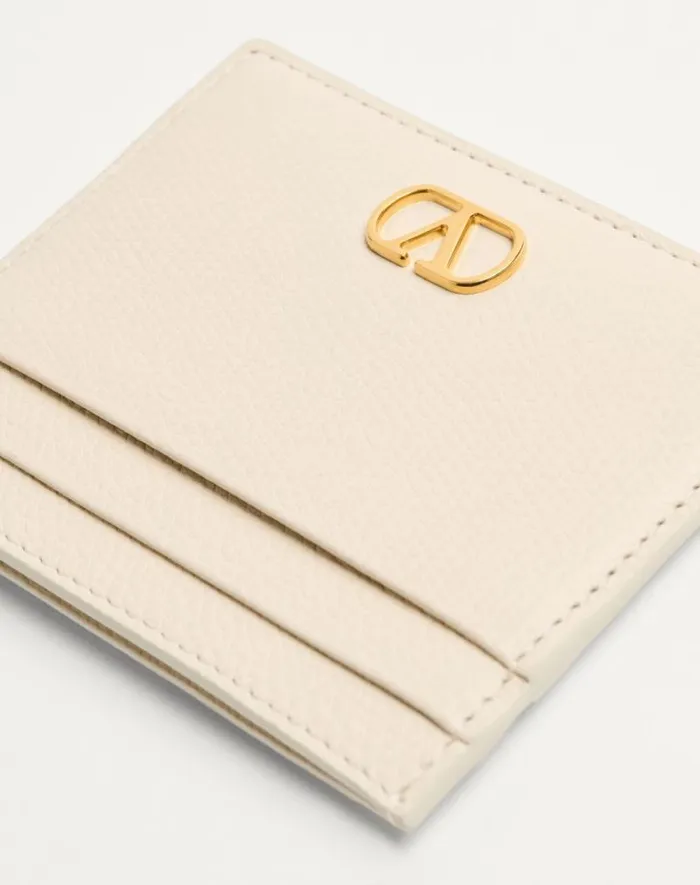 Valentino Wallets And Small Leather Goods Woman Vlogo Signature Grainy Calfskin Card Holder For Woman In Black Black