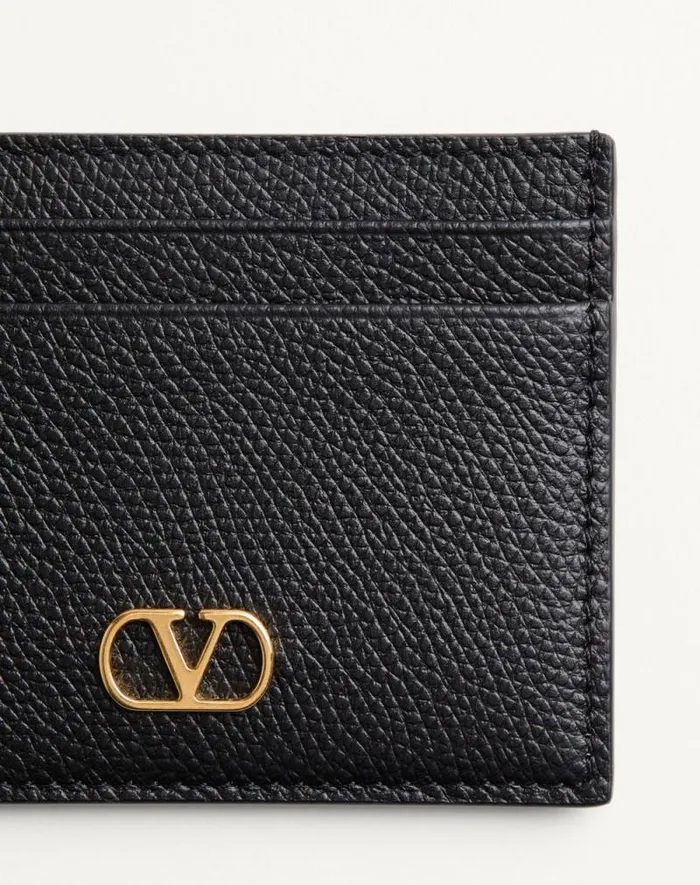 Valentino Wallets And Small Leather Goods Woman Vlogo Signature Grainy Calfskin Card Holder For Woman In Black Black