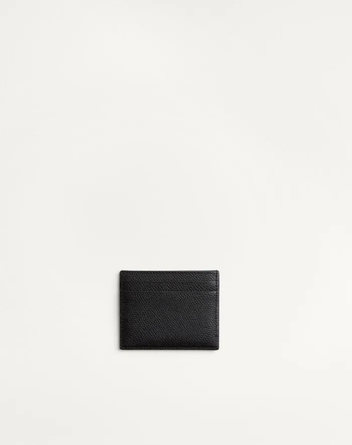 Valentino Wallets And Small Leather Goods Woman Vlogo Signature Grainy Calfskin Card Holder For Woman In Black Black