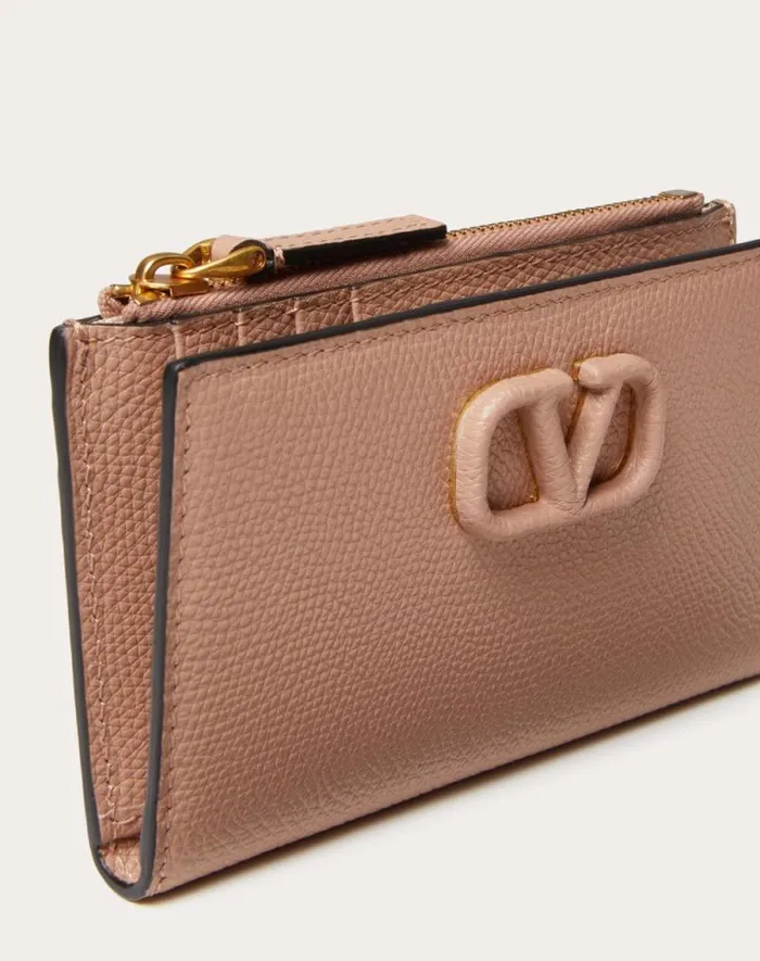 Valentino Wallets And Small Leather Goods Woman Vlogo Signature Grainy Calfskin Cardholder Wth Zipper For Woman In Rose Cannelle Rose Cannelle Valentino Wallets And Small Leather Goods Woman Vlogo Signature Grainy Calfskin Cardholder Wth Zipper For Woman In Rose Cannelle Rose Cannelle