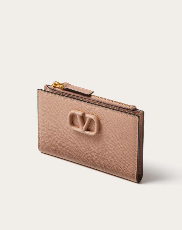 Valentino Wallets And Small Leather Goods Woman Vlogo Signature Grainy Calfskin Cardholder Wth Zipper For Woman In Rose Cannelle Rose Cannelle Valentino Wallets And Small Leather Goods Woman Vlogo Signature Grainy Calfskin Cardholder Wth Zipper For Woman In Rose Cannelle Rose Cannelle