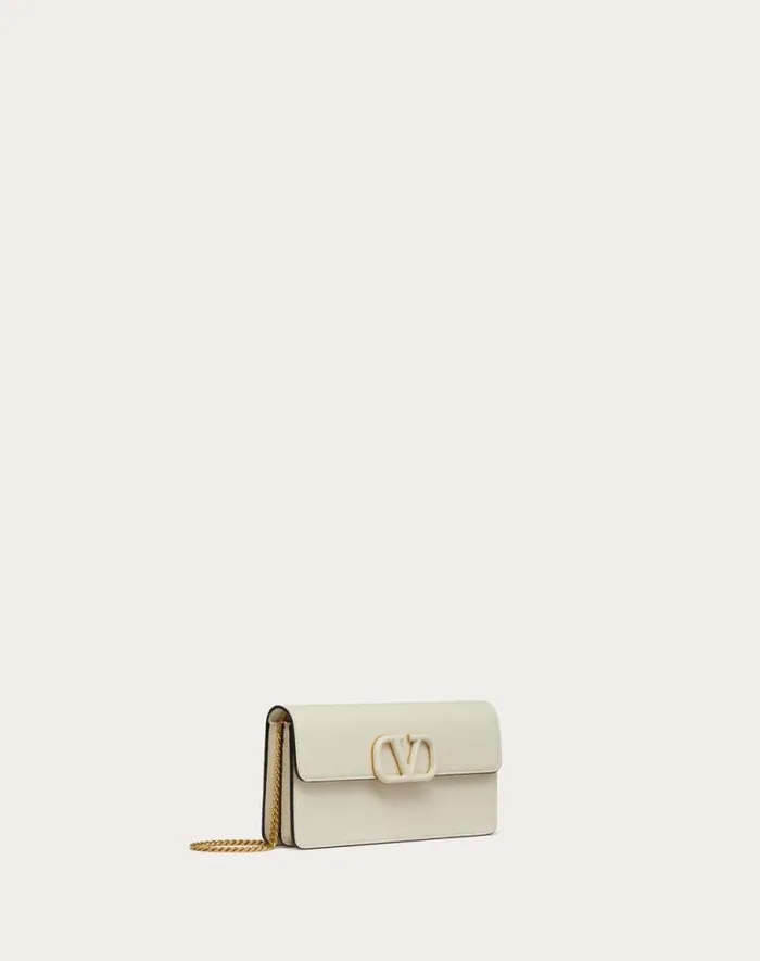 Valentino Wallets And Small Leather Goods Woman Vlogo Signature Grainy Calfskin Wallet With Chain For Woman In Porcelain Blue Porcelain Blue Valentino Wallets And Small Leather Goods Woman Vlogo Signature Grainy Calfskin Wallet With Chain For Woman In Porcelain Blue Porcelain Blue
