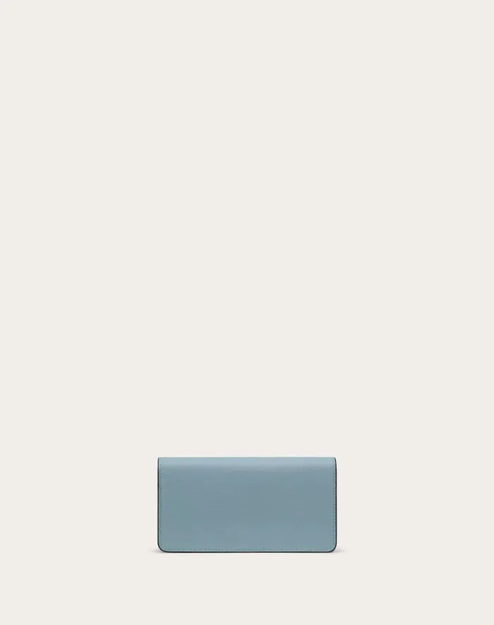 Valentino Wallets And Small Leather Goods Woman Vlogo Signature Grainy Calfskin Wallet With Chain For Woman In Porcelain Blue Porcelain Blue Valentino Wallets And Small Leather Goods Woman Vlogo Signature Grainy Calfskin Wallet With Chain For Woman In Porcelain Blue Porcelain Blue