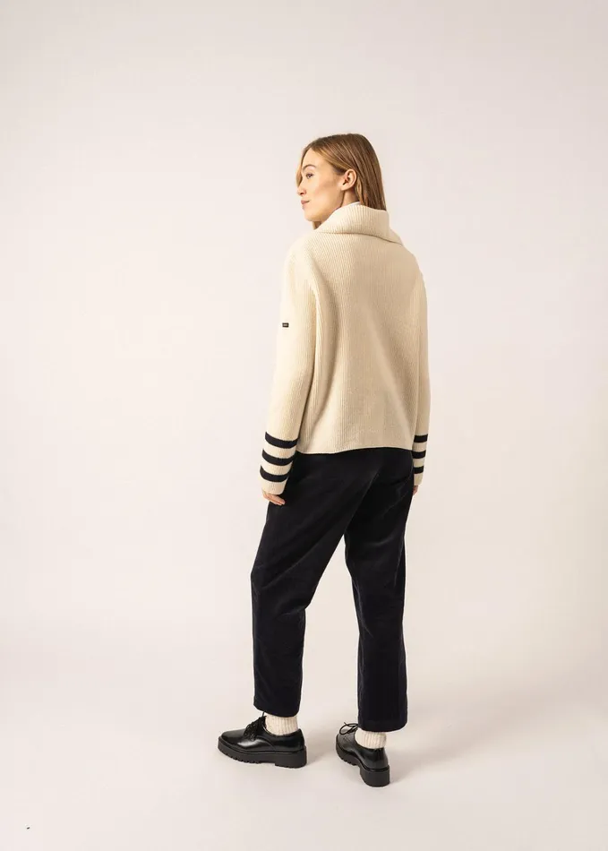 Vanoise ButtonDown Collar Sweater With Flared Long Sleeves 100 Wool Ivorynavy Women Saint James Aw24