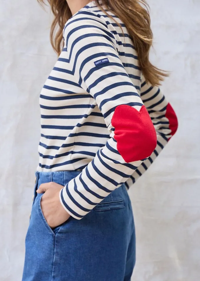 Vaujany Striped Shirt With Heart Elbow Patches Ecrunavy Women Saint James Breton Striped Shirts