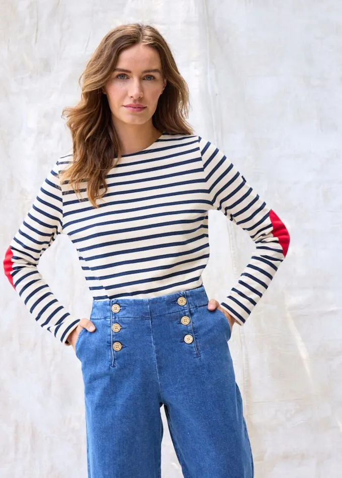 Vaujany Striped Shirt With Heart Elbow Patches Ecrunavy Women Saint James Breton Striped Shirts