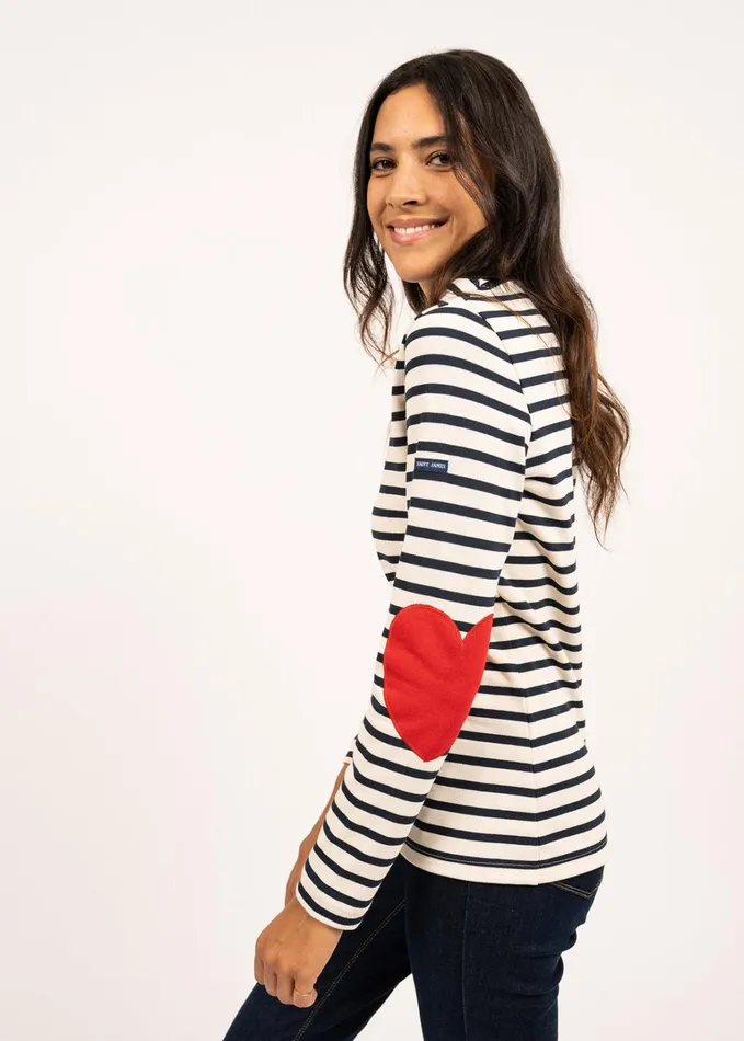 Vaujany Striped Shirt With Heart Elbow Patches Ecrunavy Women Saint James Breton Striped Shirts