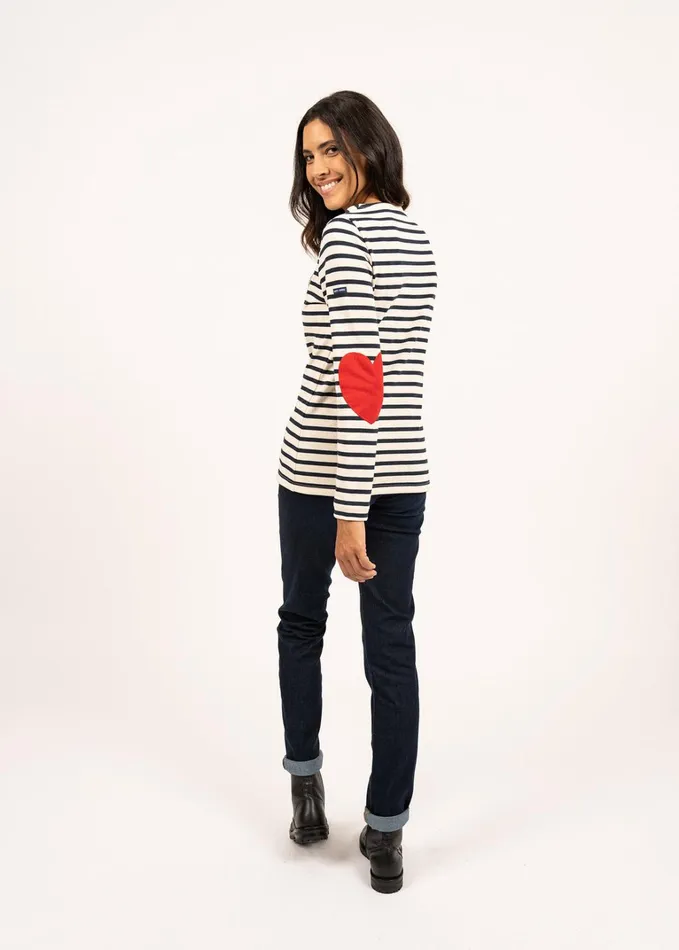 Vaujany Striped Shirt With Heart Elbow Patches Ecrunavy Women Saint James Breton Striped Shirts