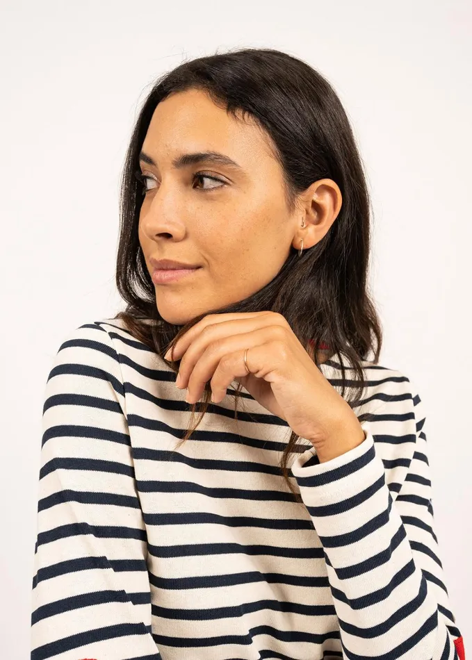 Vaujany Striped Shirt With Heart Elbow Patches Ecrunavy Women Saint James Breton Striped Shirts