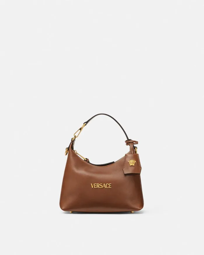 Versace Tag Hobo Handbag Brown Women Versace Top Handle