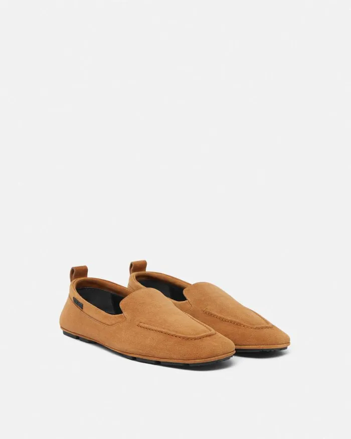 Villa Suede Driver Shoes Brown Men Versace Loafers and Slippers