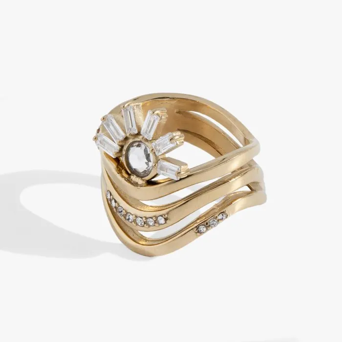 Waves Of Transformation Ring Stainless Steel Gold Women Alex And Ani Rings