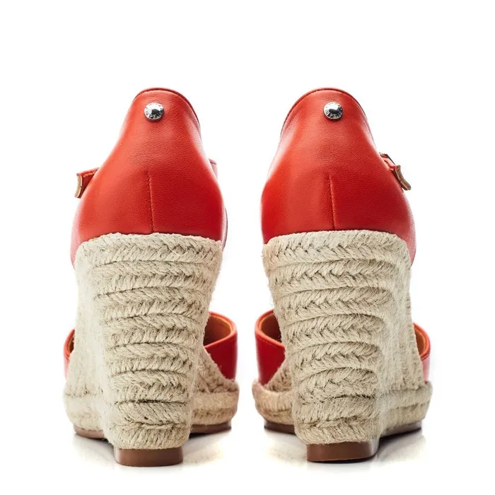 Wedge Sandals Women Moda In Pelle Gael Orange Synthetic