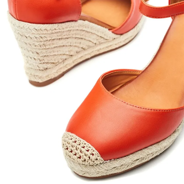 Wedge Sandals Women Moda In Pelle Gael Orange Synthetic