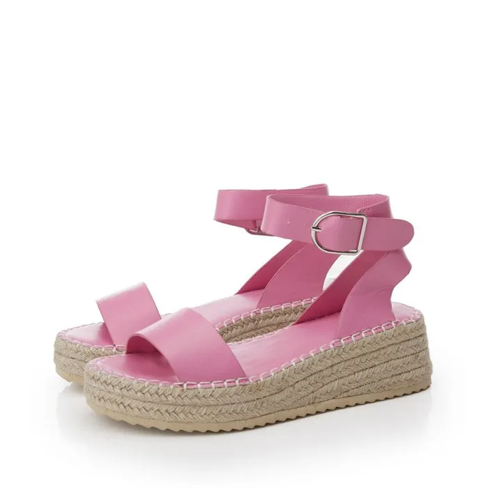 Wedge Sandals Women Moda In Pelle Nasha Pink Porvair