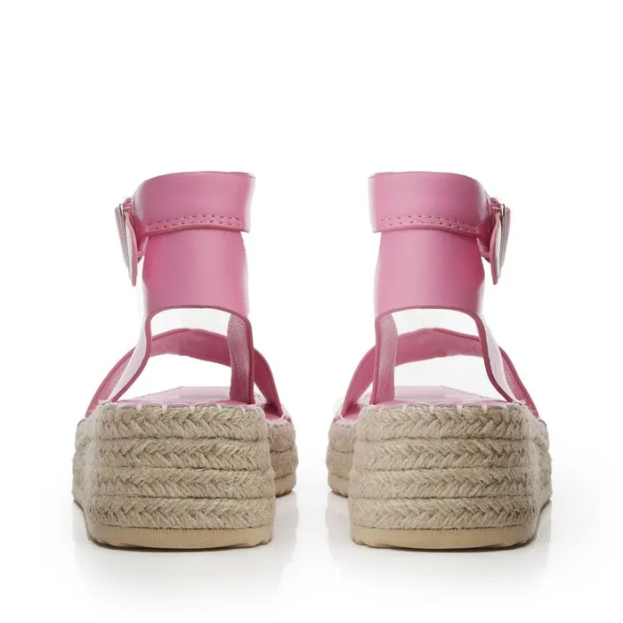 Wedge Sandals Women Moda In Pelle Nasha Pink Porvair
