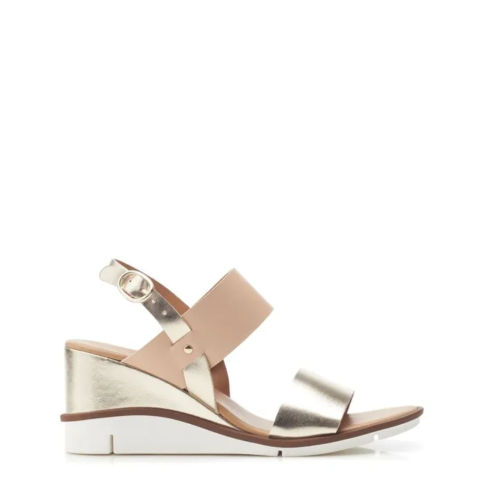 Wedge Sandals Women Moda In Pelle Nevvara Champagne Leather