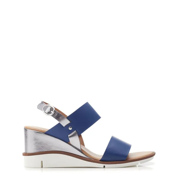 Wedge Sandals Women Moda In Pelle Nevvara Navy 8211 Pewter Leather