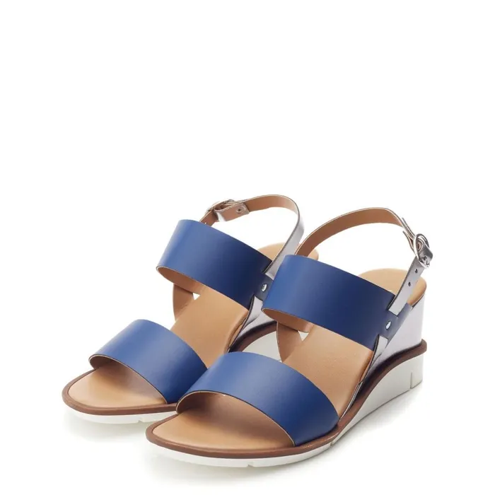 Wedge Sandals Women Moda In Pelle Nevvara Navy 8211 Pewter Leather