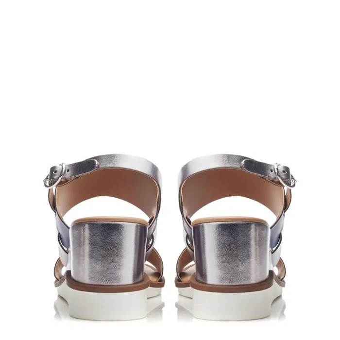 Wedge Sandals Women Moda In Pelle Nevvara Navy 8211 Pewter Leather